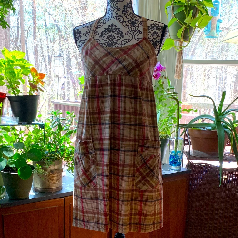 Sleeveless Plaid Jumper/Dress w/Adjustable Straps